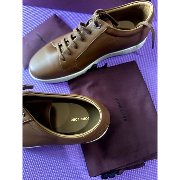 John Lobb Men Molton Sneakers Trainers NEW Size 7.5 UK, 8.5 US Cognac Leather - Picture 8 of 16